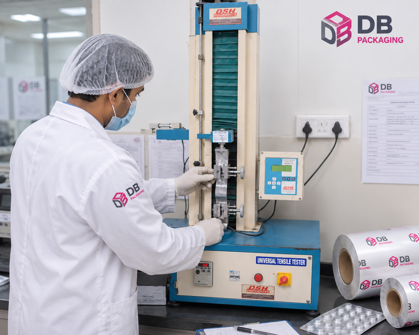 DB Packaging in-house tensile testing equipment